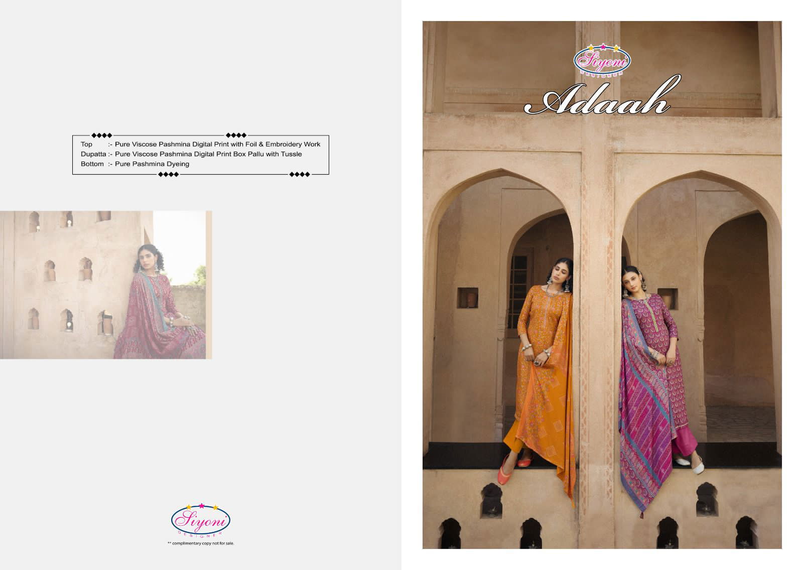 Adaah By Siyoni Designer Viscose Pashmina Dress Material